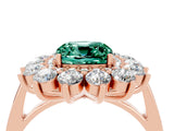 Rose gold Cushion Cut Green Sapphire Floral Double Halo Engagement Ring with Prong Setting_53