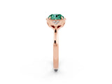 Rose gold Cushion Cut Green Sapphire Halo Ring with Tapered Band and Four-Prong Setting_2