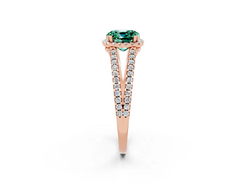 Rose gold Cushion Cut Green Sapphire Halo Split Shank Engagement Ring_14