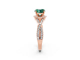 Rose gold Cushion Cut Green Sapphire  Halo Twist Band Solitaire Prong Setting Ring_26