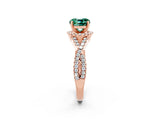 Rose gold Cushion Cut Green Sapphire  Halo Twist Band Solitaire Prong Setting Ring_44