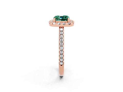Rose gold Cushion Cut Green Sapphire Pavé Halo Ring with Four-Prong Setting_14