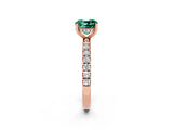 Rose gold Cushion Cut Green Sapphire Pave Band Solitaire Ring with Four-Prong Setting_14