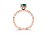 Rose gold Cushion Cut Green Sapphire Pave Band Solitaire Ring with Four-Prong Setting_15