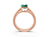 Rose gold Cushion Cut Green Sapphire Ring with Milgrain Pavé Band and Four-Prong Setting_15