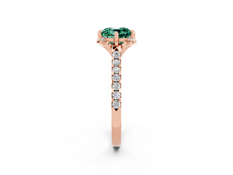 Rose gold Cushion Cut Green Sapphire Ring with Pavé Band and Floral Prong Setting_2