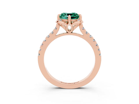 Rose gold Cushion Cut Green Sapphire Ring with Pavé Band and Floral Prong Setting_3