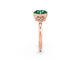 Rose gold Cushion Cut Green Sapphire Ring with Side Stones and Four-Prong Setting_38