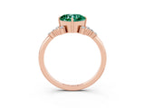 Rose gold Cushion Cut Green Sapphire Ring with Side Stones and Four-Prong Setting_39