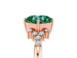 Rose gold Cushion Cut Green Sapphire Ring with Side Stones and Four-Prong Setting_41