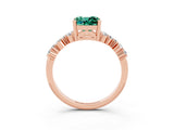 Rose gold Cushion Cut Green Sapphire Scattered Round Accent Ring with Prong Setting_27