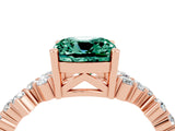 Rose gold Cushion Cut Green Sapphire Scattered Round Accent Ring with Prong Setting_28