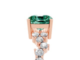 Rose gold Cushion Cut Green Sapphire Scattered Round Accent Ring with Prong Setting_29