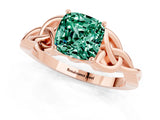 Rose gold Cushion Cut Green Sapphire Solitaire Celtic Knot Ring with Four-Prong Setting_13