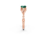 Rose gold Cushion Cut Green Sapphire Solitaire Celtic Knot Ring with Four-Prong Setting_14