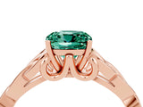 Rose gold Cushion Cut Green Sapphire Solitaire Celtic Knot Ring with Four-Prong Setting_16