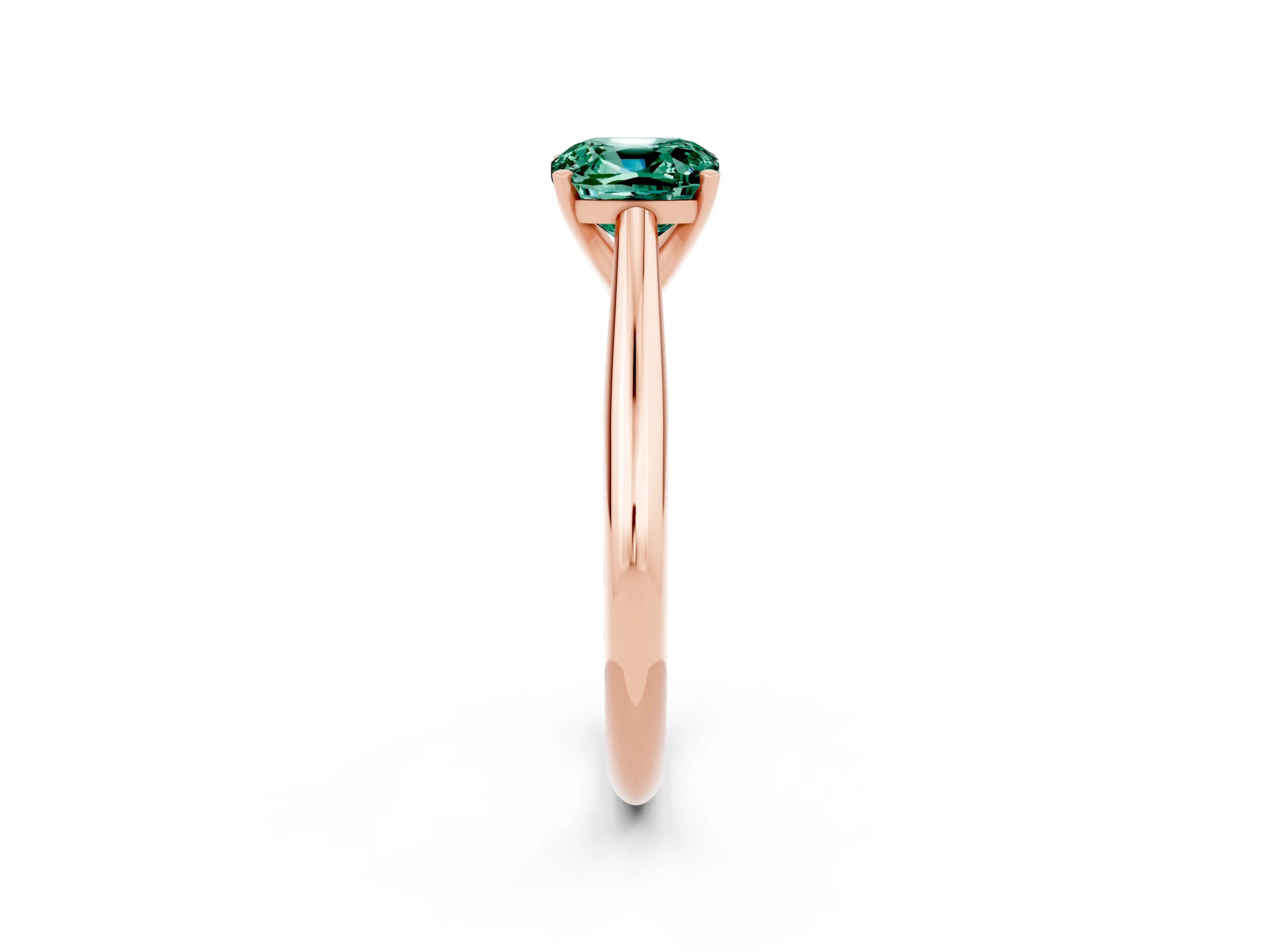 Rose gold Cushion Cut Green Sapphire Solitaire Engagement Ring with Cathedral Setting and Four-Prong Mount_14