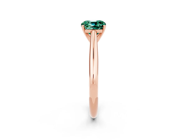 Rose gold Cushion Cut Green Sapphire Solitaire Engagement Ring with Cathedral Setting and Four-Prong Mount
