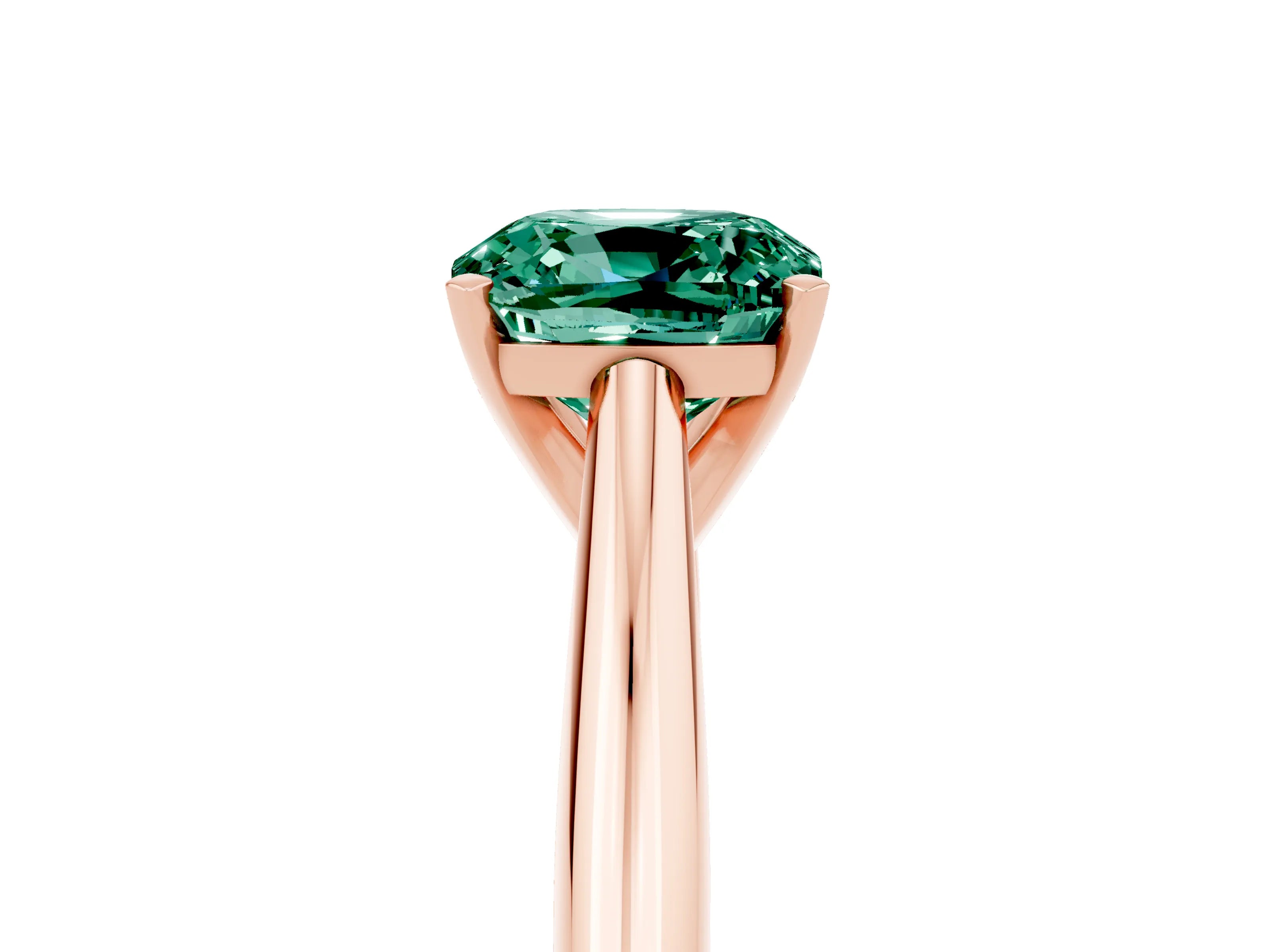 Rose gold Cushion Cut Green Sapphire Solitaire Engagement Ring with Cathedral Setting and Four-Prong Mount_17