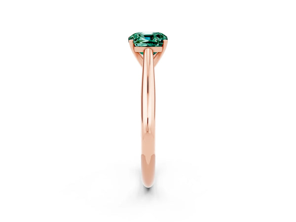 Rose gold Cushion Cut Green Sapphire Solitaire Engagement Ring with Cathedral Setting and Four-Prong Mount