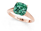 Rose gold Cushion Cut Green Sapphire Solitaire Engagement Ring with Cathedral Setting and Four-Prong Mount_25