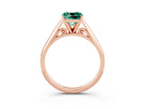 Rose gold Cushion Cut Green Sapphire Solitaire Engagement Ring with Cathedral Setting and Four-Prong Mount_27