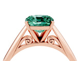 Rose gold Cushion Cut Green Sapphire Solitaire Engagement Ring with Cathedral Setting and Four-Prong Mount_28