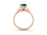Rose gold Cushion Cut Green Sapphire Solitaire Engagement Ring with Cathedral Setting and Four-Prong Mount_33