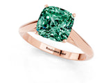 Rose gold Cushion Cut Green Sapphire Solitaire Engagement Ring with Cathedral Setting and Four-Prong Mount_67