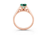 Rose gold Cushion Cut Green Sapphire Solitaire Engagement Ring with Cathedral Setting and Four-Prong Mount_69