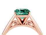 Rose gold Cushion Cut Green Sapphire Solitaire Engagement Ring with Cathedral Setting and Four-Prong Mount_70