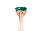 Rose gold Cushion Cut Green Sapphire Solitaire Engagement Ring with Cathedral Setting and Four-Prong Mount_71