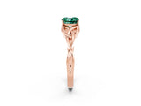 Rose gold Cushion Cut Green Sapphire Solitaire Engagement Ring with Celtic Knot Band and Four-Prong Setting_2