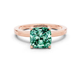 Rose gold Cushion Cut Green Sapphire Solitaire Engagement Ring with Classic Band and Four-Prong Setting_12
