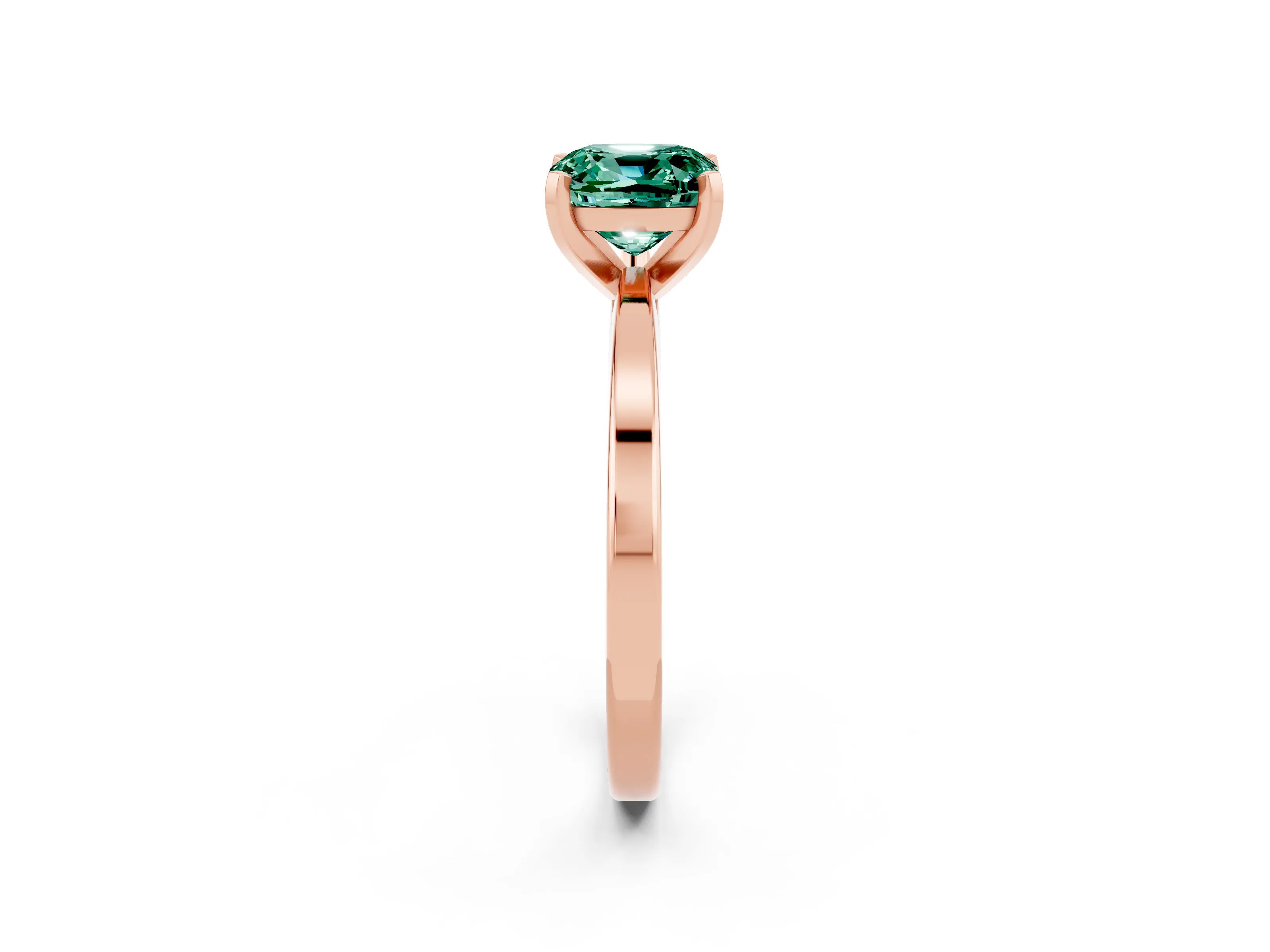 Rose gold Cushion Cut Green Sapphire Solitaire Engagement Ring with Classic Band and Four-Prong Setting_14