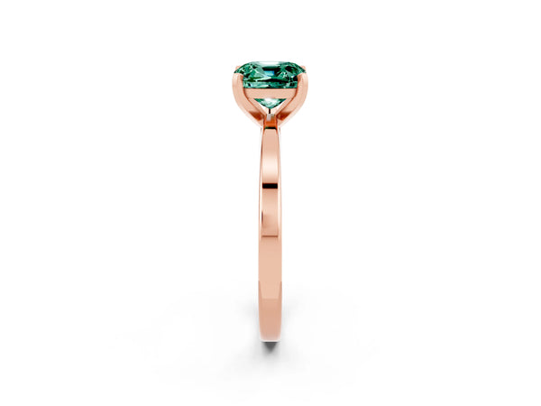 Rose gold Cushion Cut Green Sapphire Solitaire Engagement Ring with Classic Band and Four-Prong Setting