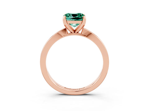 Rose gold Cushion Cut Green Sapphire Solitaire Engagement Ring with Classic Band and Four-Prong Setting_15