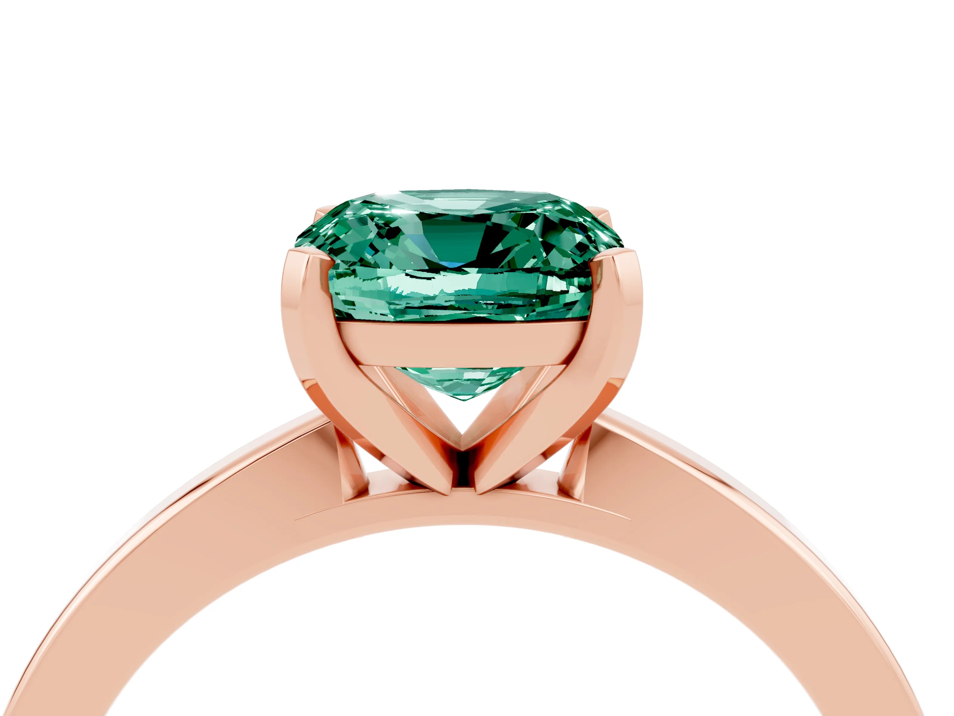Rose gold Cushion Cut Green Sapphire Solitaire Engagement Ring with Classic Band and Four-Prong Setting_16