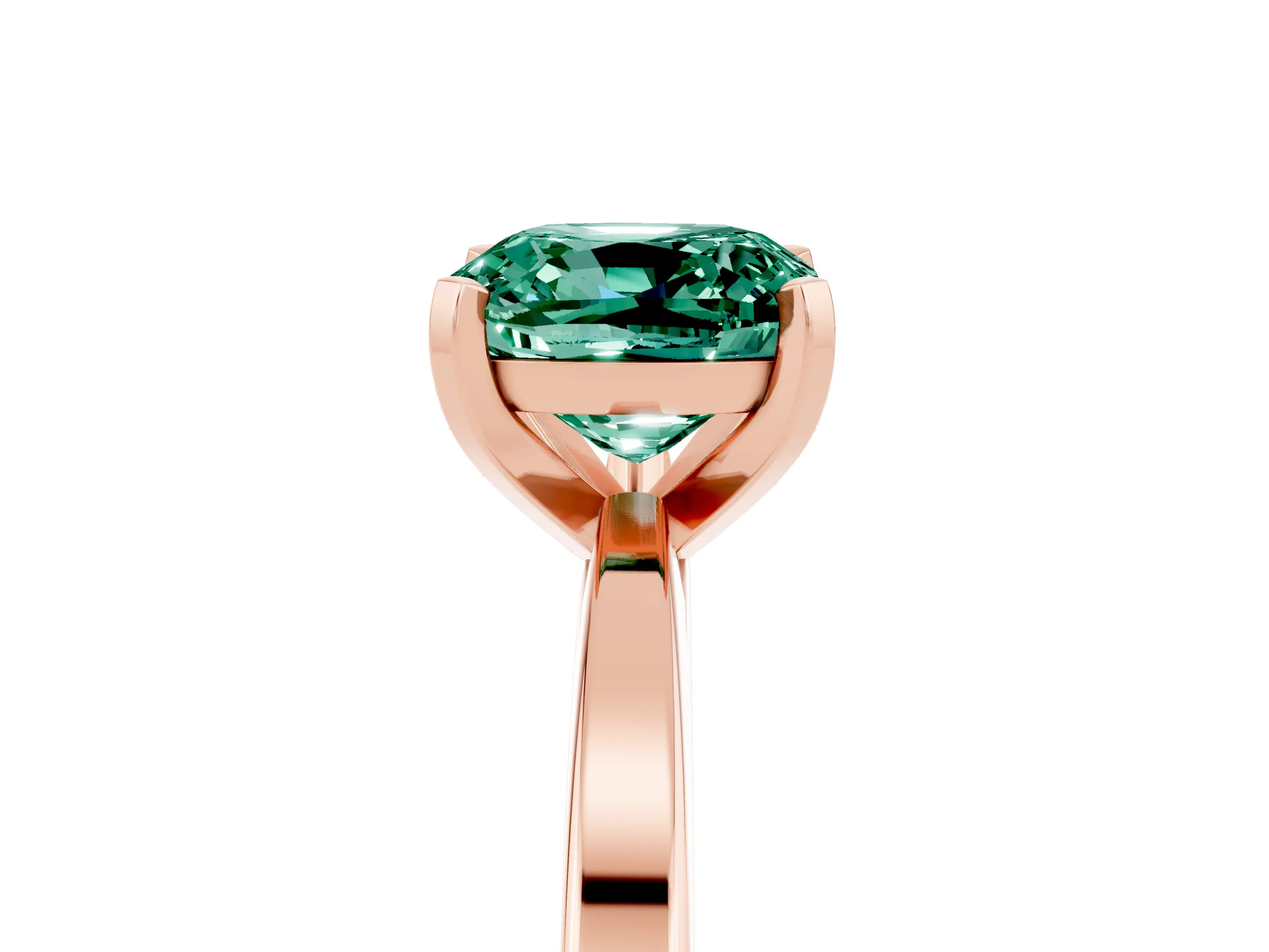 Rose gold Cushion Cut Green Sapphire Solitaire Engagement Ring with Classic Band and Four-Prong Setting_17