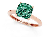 Rose gold Cushion Cut Green Sapphire Solitaire Engagement Ring with Classic Band and Four-Prong Setting_25