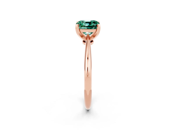 Rose gold Cushion Cut Green Sapphire Solitaire Engagement Ring with Classic Band and Four-Prong Setting