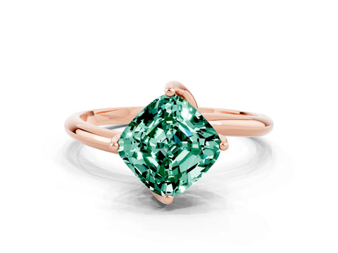 Rose gold Cushion Cut Green Sapphire Solitaire Engagement Ring with Four-Prong Setting and Classic Band_24