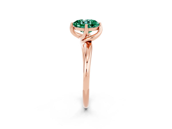 Rose gold Cushion Cut Green Sapphire Solitaire Engagement Ring with Four-Prong Setting and Classic Band