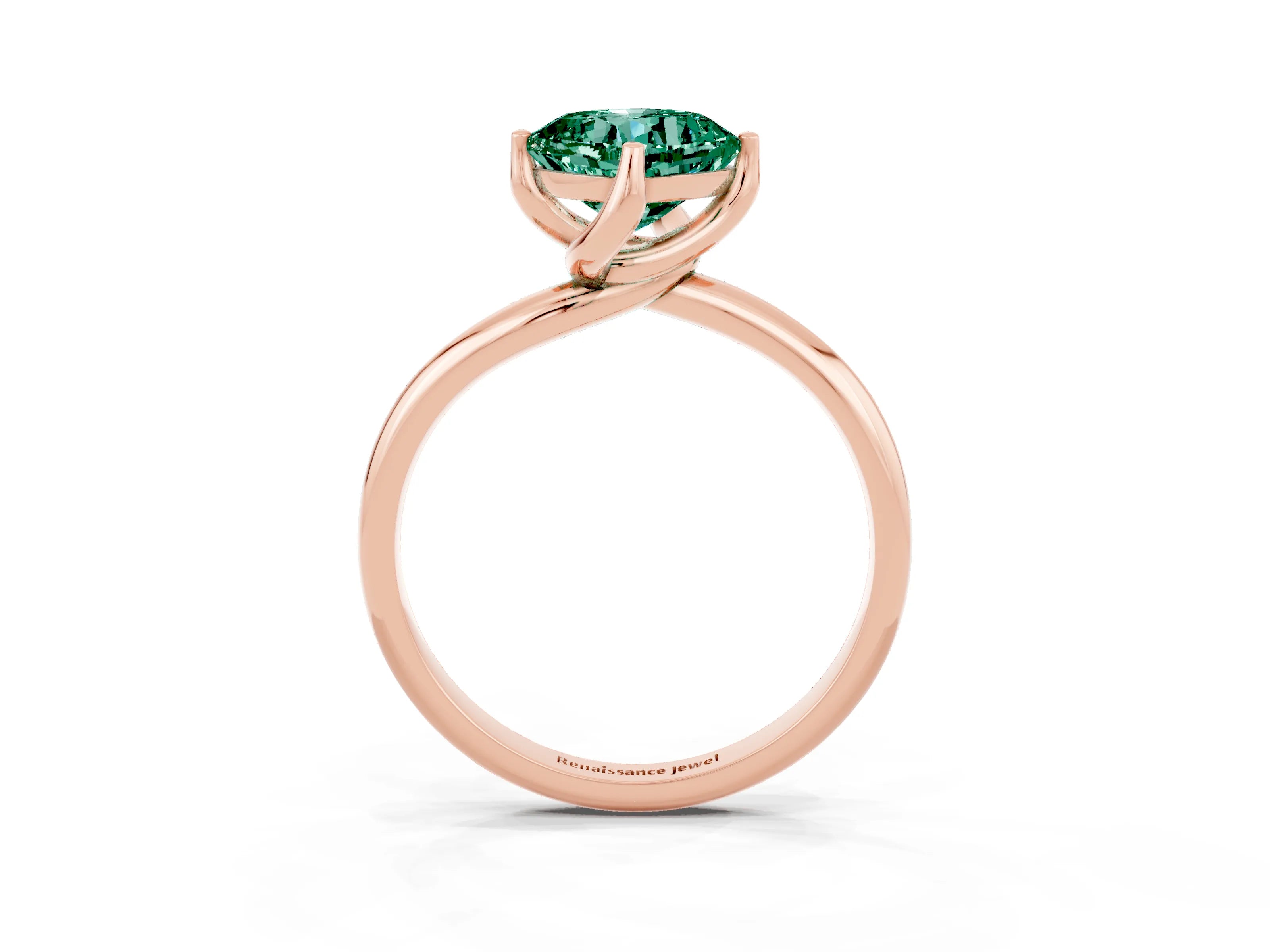 Rose gold Cushion Cut Green Sapphire Solitaire Engagement Ring with Four-Prong Setting and Classic Band_27