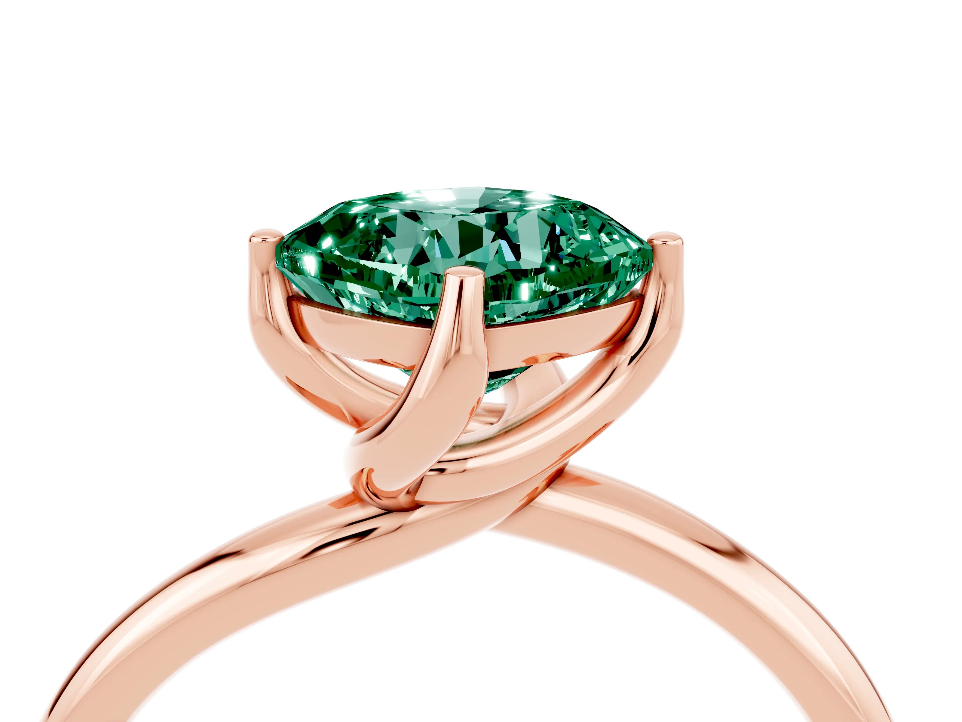 Rose gold Cushion Cut Green Sapphire Solitaire Engagement Ring with Four-Prong Setting and Classic Band_28