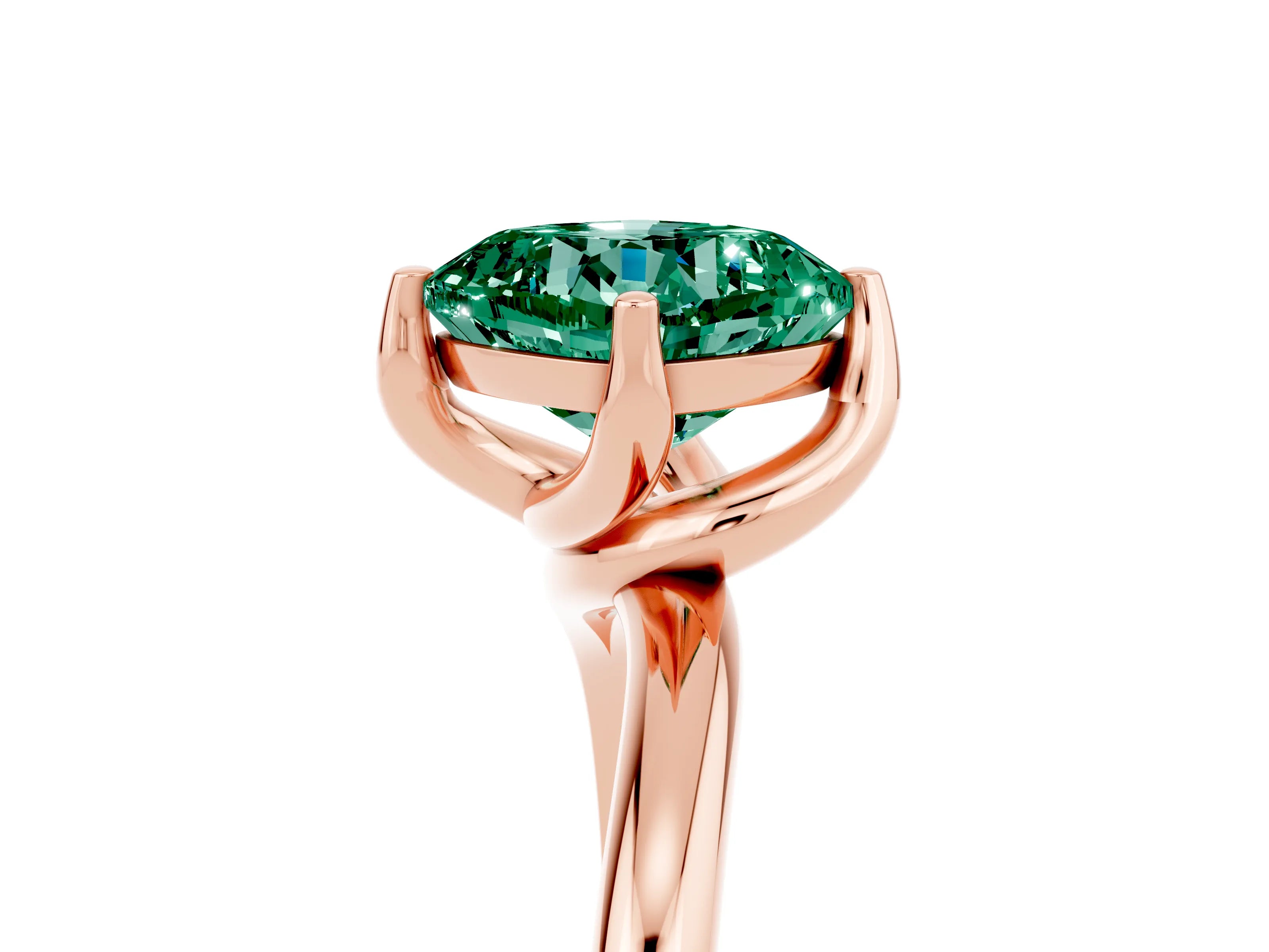 Rose gold Cushion Cut Green Sapphire Solitaire Engagement Ring with Four-Prong Setting and Classic Band_29