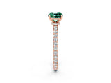 Rose gold Cushion Cut Green Sapphire Solitaire Engagement Ring with Pavé Band and Four-Prong Setting_2