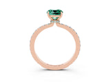 Rose gold Cushion Cut Green Sapphire Solitaire Engagement Ring with Pavé Band and Four-Prong Setting_3