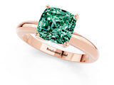 Rose gold Cushion Cut Green Sapphire Solitaire Engagement Ring with Round Band and Four-Prong Setting_1