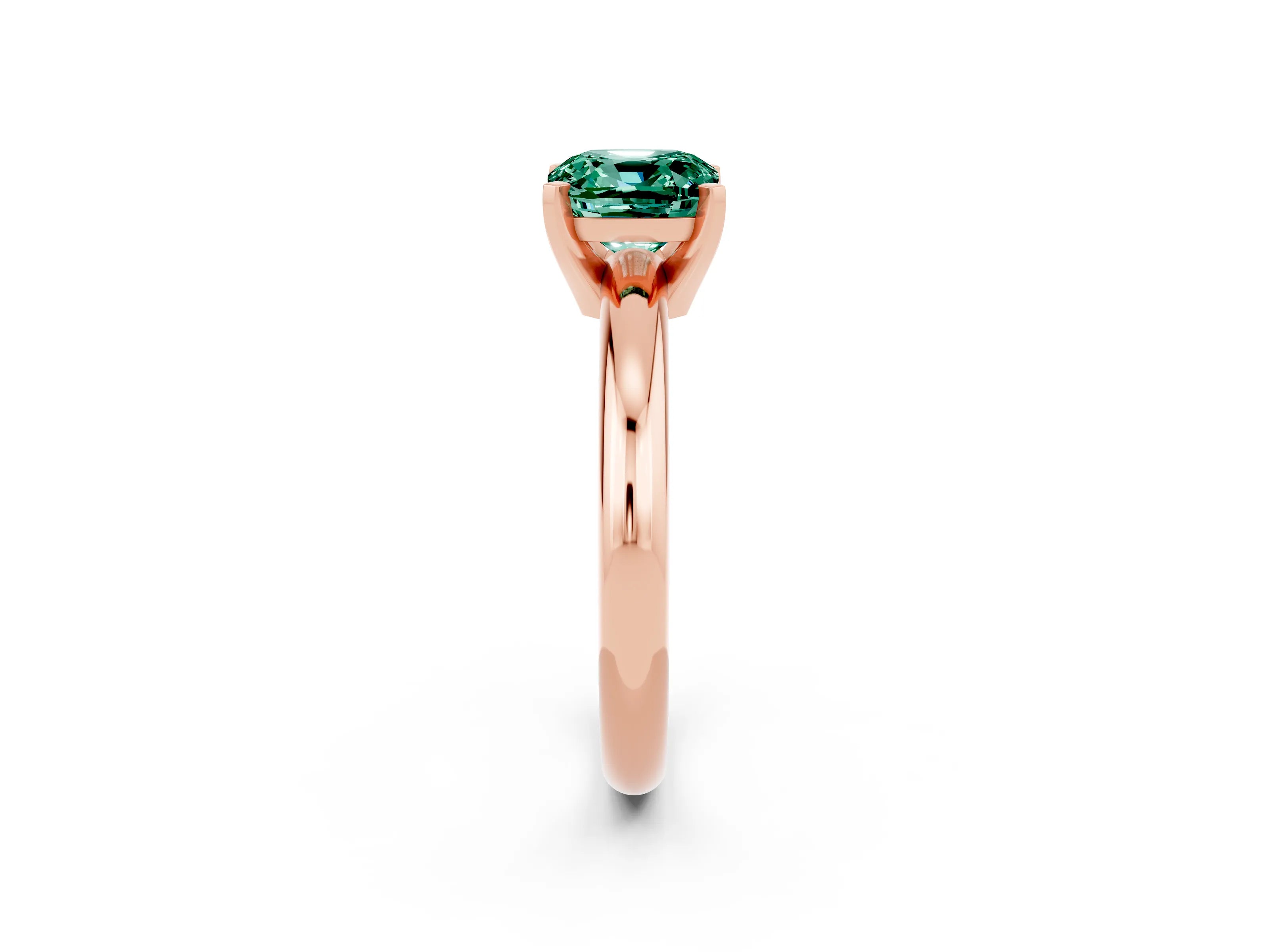 Rose gold Cushion Cut Green Sapphire Solitaire Engagement Ring with Round Band and Four-Prong Setting_2